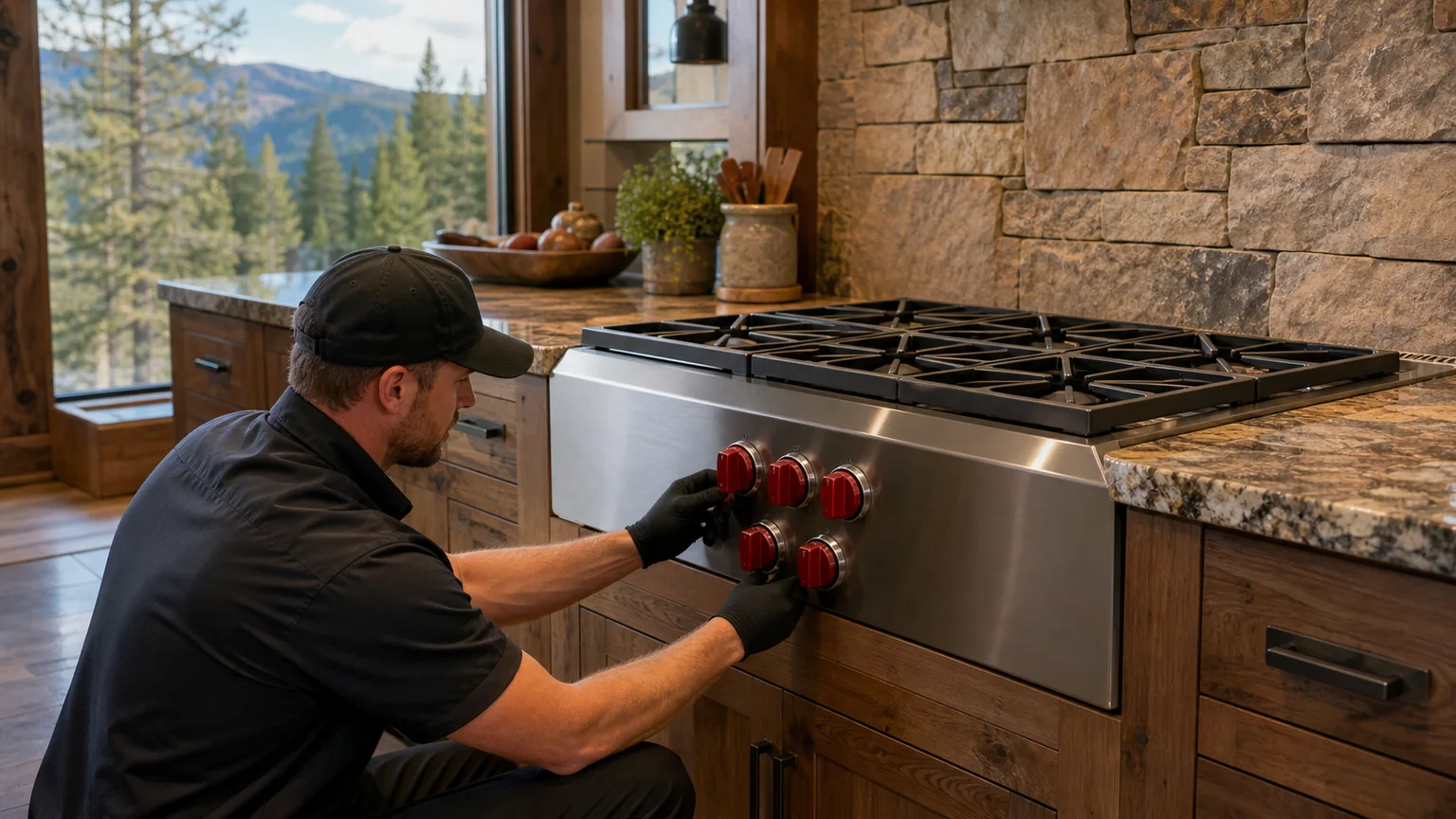 Built-in cooktop prepared for a professional diagnostic visit